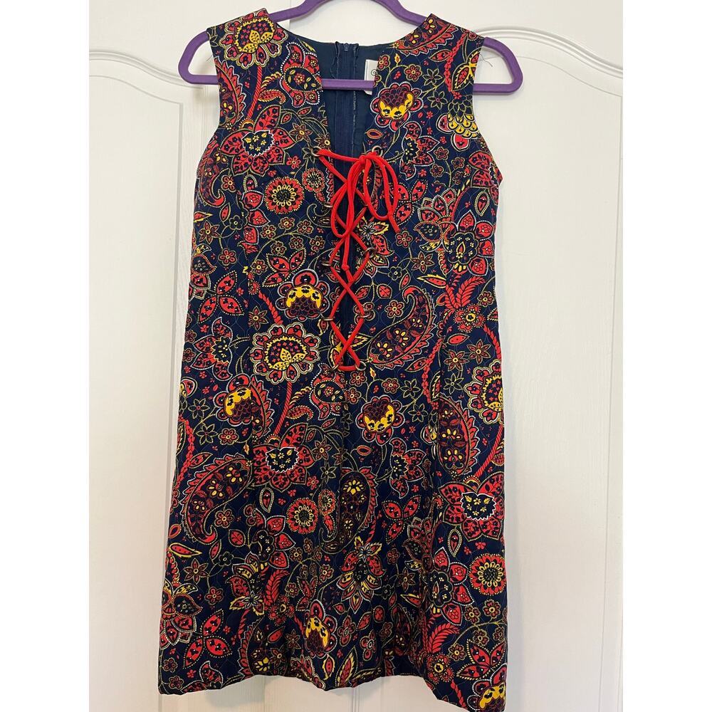 Vintage Lanz Original 1960's 1970's Floral Paisley Quilted Lace Up Bodice SZ 9